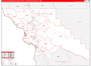 San Luis Obispo-Paso Robles-Arroyo Grande Metro Area Wall Map Red Line Style